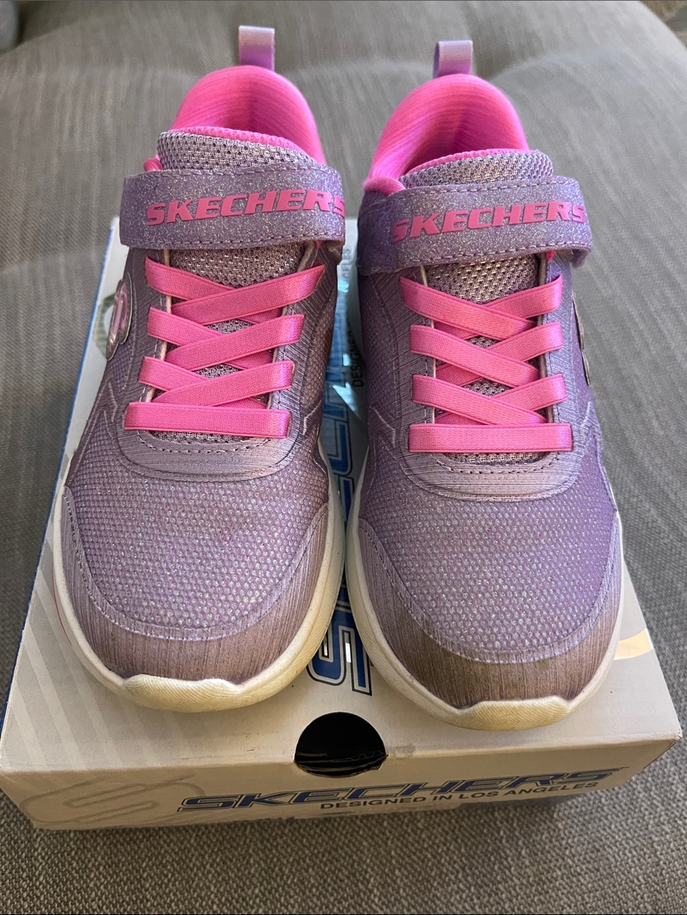 Skechers Wave 92 Kids' Lavender and Hot Pink Easy On Sneakers- Size 13.5